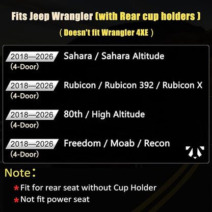 GIANT PANDA Wrangler JL Seat Covers Custom Fit for Jeep Wrangler,Premium Waterproof Faux Leather, 2018 2019 2020 2021 2022 2023 2024 2025 2026 JL 4 Door with Rear Cup Holder Full Set (Black) - Image 7