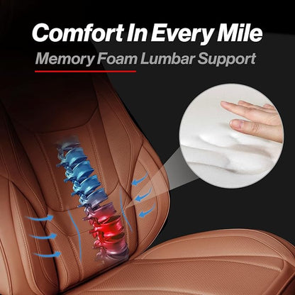 Coverland Custom SUV Car Seat Covers for 2025-2026 Subaru Forester | Premium Waterproof Faux Leather Non-Slip Memory Foam Airbag Compatible Custom Fit Interior Protector [Full Set-Camel Brown] - Image 3