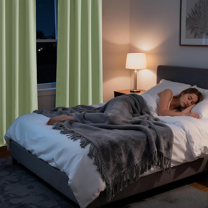 RYB HOME Bedroom Blackout Curtains 72 inches Long, 100% Blackout | Thermal Insulated, Noise Reducing, Curtains for Living Room Nursury, For Sleep, W34 x L72, Biscotti Beige - Image 5