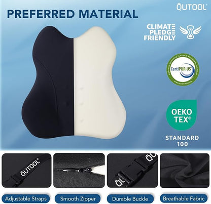 Patented Lumbar Support Pillow for Car, Truck Accessories Travel Essentials, Memory Foam Back Cushion for Driving Seat, Back Pain Relief,Washable Cover, Lower Back Support Fits Most Cars(Black) - Image 7