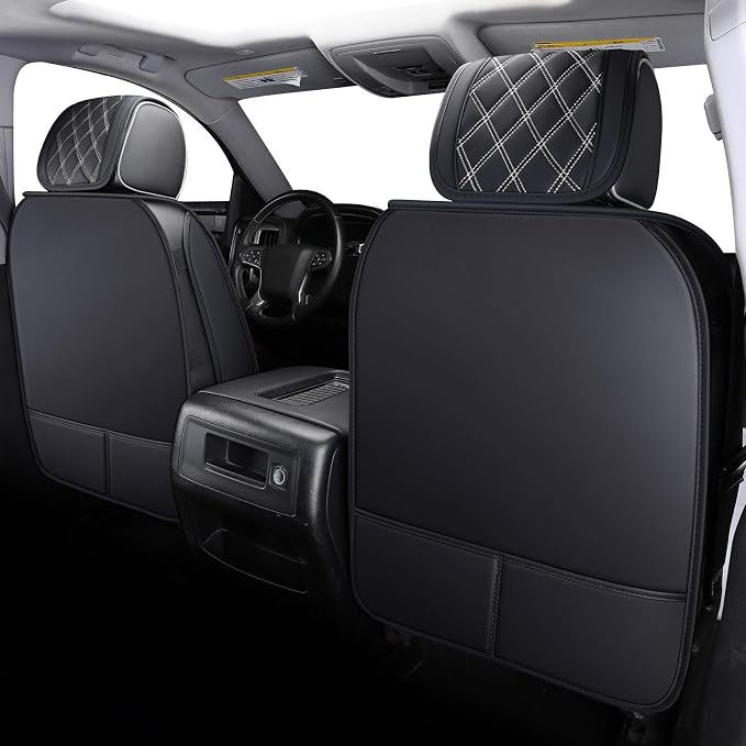 Seat Covers for GMC Sierra Chevy Chevrolet Silverado 2007-2026 | Aierxuan Custom Fit 1500 2500HD 3500HD Trail Boss Z71 Crew Double Extended Cab Waterproof Leather Full Set Black-White - Image 2