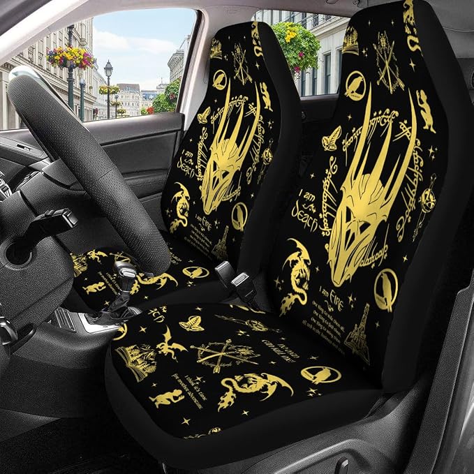 GENANY Wizard Journey Symbols Car Seat Covers, 2-Piece Front Seat Set | 2-piece polyester front seat cover set, each 49.5 x 19.6 inches, with adjustable straps and hooks - Image 3