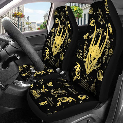 GENANY Wizard Journey Symbols Car Seat Covers, 2-Piece Front Seat Set | 2-piece polyester front seat cover set, each 49.5 x 19.6 inches, with adjustable straps and hooks - Image 3