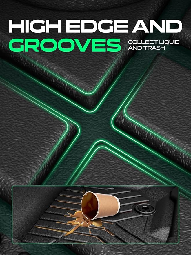 YHTAUTO Automotive Floor Mats for Honda CR-V 2007-2011 | TPE All Weather Car Mats, Anti-Slip & Custom Fit Floor Liners | Front & 2nd Row, Black, Set of 3 - Image 5