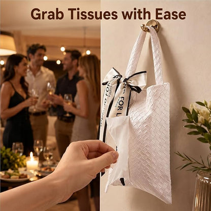 Hanging Faux Leather Tissue Box Holder for Car or Travel, Napkin, Desk RV | Tissue box suitable for hanging or placing flat,keeps napkins easy to reach in car,tents,desks or picnic setups.Party ready - Image 6