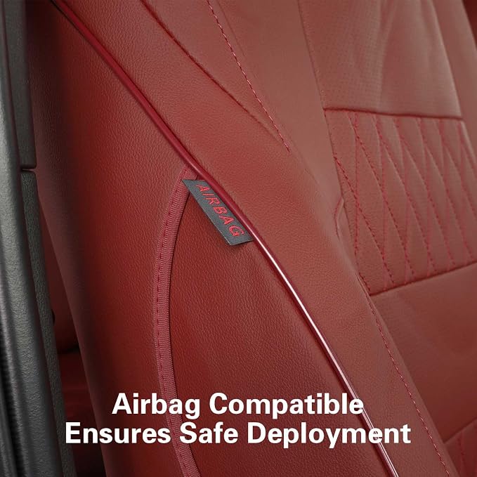 EKR Tacoma Seat Covers Custom Fit for Toyota Tacoma (Only for Hybrid) 2024 2025 2026 Double cab TRD Sport/TRD Off-Road/Limited/Trailhunter -Truck Seat Covers Full Set,Faux Leather(Burgundy) - Image 3