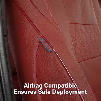 EKR Custom Fit Tacoma Front Car Seat Covers for Toyota Tacoma (Petrol & Hybrid) 2024 2025 2026 Double cab SR/SR5/TRD Sport/TRD Off-Road/Limited - Front Row Only,Faux Leather(Burgundy) - Image 3