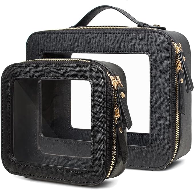 Clear Makeup Bag Small, TSA Approved Portable Toiletry Bag with Zipper Cosmetic Travel Bag Makeup Organizer Case Mini Makeup Pouch for Purse Car Organizer Bag for Women Men by FFpaw