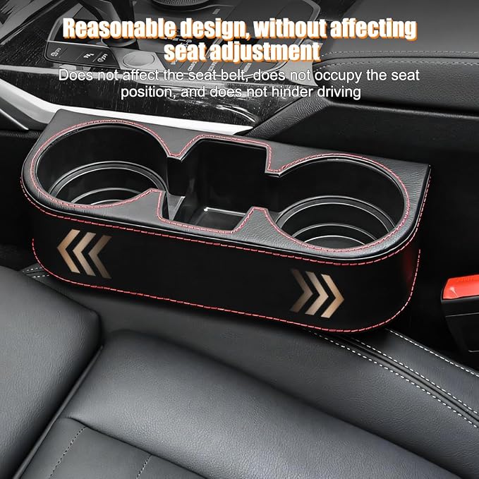 Car Seat Gap Filler Organizer with Cup Holder, Leather Multifunctional Vehicle Front Seat Crevice Storage Box Bag, Automotive Console Side Bucket Pocket, Universal Fit (Beige) - Image 5