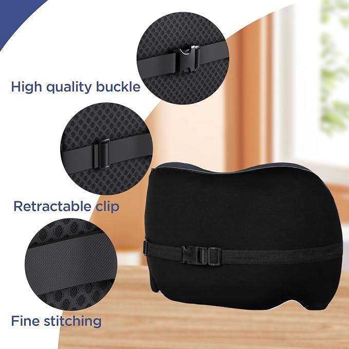Lumbar Support Pillow for Office Chair, Memory Foam Car Back Cushion | Lumbar Pillow Lower Back with 4d Mesh Cover Adjustable Straps, Ergonomic Chair Back Pillow for Office, Car, Gaming Chairs - Image 3
