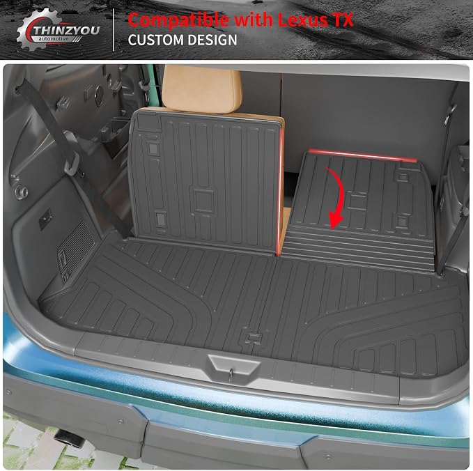 Cargo Mat for 2024-2026 Lexus TX350 TX500h TX550h+ 6&7 Seats | TPE All Weather Trunk Mat with Backrest Mat, Cargo Mat Cargo Liner Trunk Liner Back Seat Protector TX Accessories - Image 6