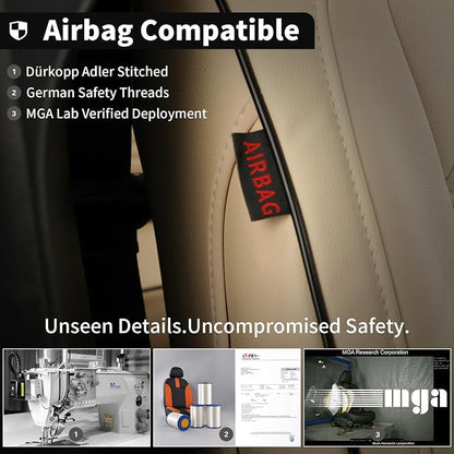 EKR Car Seat Covers for Subaru Forester 2025(Only Base),Full Set | Custom Fit for Subaru Forester Base 2025,360°Protection,Pet Friendly,Faux Leather(Beige) - Image 2