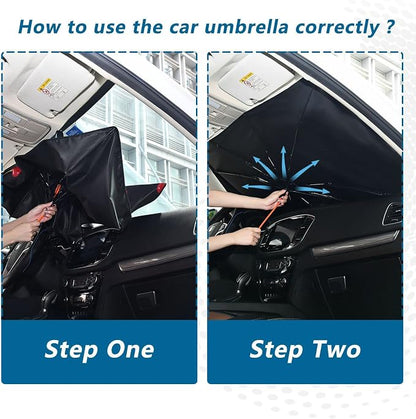 Red Cherry Windshield Sun Shade Umbrella Black Foldable Car Front Window Sunshade Blocks UV Rays Heat Keep Vehicle Cool (55" x 27.5") - Image 5
