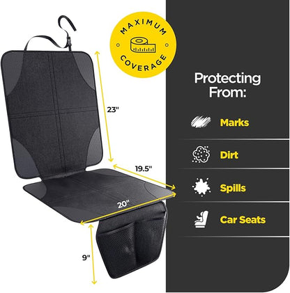 lebogner Car Seat Protector for Baby and Child – Non-Slip, Thick Padded Cover with 2 Mesh Pockets – 1 Pack - Image 2