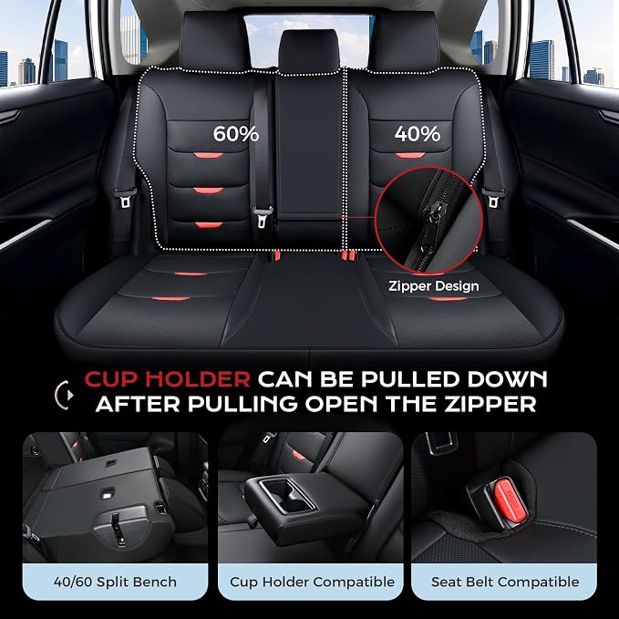Coverado Car Seat Covers Custom Fit for RAV4 2019-2025, Full Set, Black | Car Seat Covers for Toyota RAV4 2019-2025(Hybrid) Woodland Edition, Airbag Compatible & Easy Install & Waterproof - Image 4