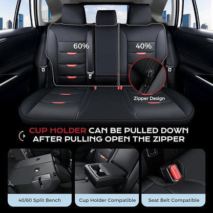 Coverado Toyota RAV4 Seat Covers Custom Fit 2019-2025, Leather, Full Set | Car Seat Covers for Toyota RAV4 2019-2025(Hybrid) LE,XLE,XLE Premium,Limited, Airbag Compatible & Easy Install & Waterproof - Image 4