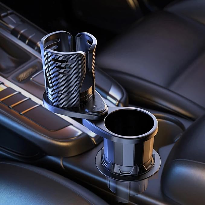 Car Cup Holder Expander, 2-in-1 Manual 360 Rotation | 2-in-1 360° rotating design, durable ABS build, twist-to-install, for daily commute, stable on flat roads - Image 3