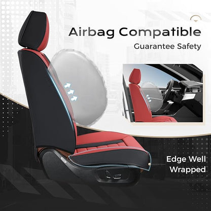 Coverado Car Seat Covers Full Set, Seat Covers for Cars, Front Seat Covers and Back Seat Cover Waterproof Leather Automotive Seat Cover, Universal Car Interior Protectors Cushion for Most Cars - Image 3