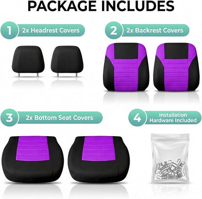 FH Group Automotive Car Seat Covers Front Set Premium 3D Air Mesh Front Seat Covers, Airbag Compatible Universal Fit Interior Accessories for Cars Trucks and SUVs - Purple - Image 6
