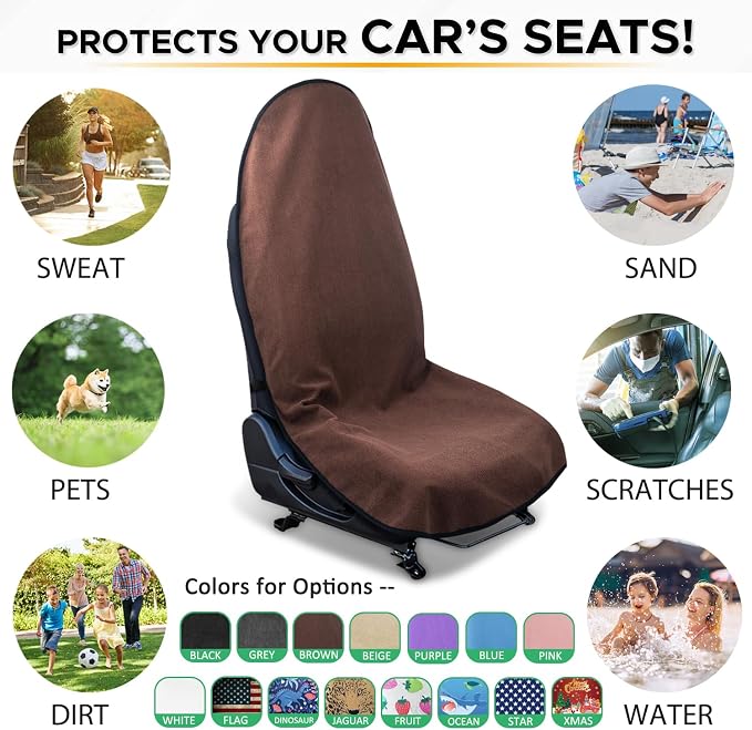 Waterproof Sweating Car Seat Cover for Post Gym Workout, Running, Swimming, Beach and Hiking, Universal Fit Non-Slip Bucket Seat Protector for Cars SUV Trucks, Machine Washable (Brown) - Image 7