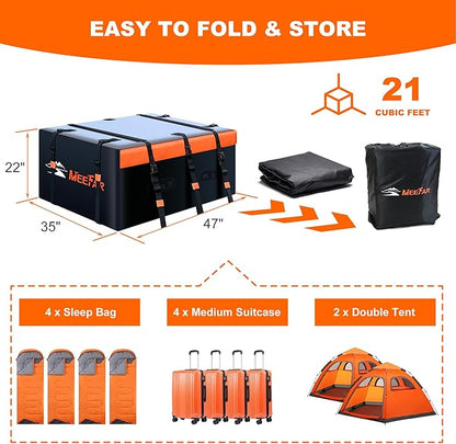Car Roof Bag Rooftop Cargo Carrier Bag Waterproof 21 Cubic Feet roof Cargo | Soft Shell Luggage rack bag for All Vehicle with/Without Rack,Includes Anti-Slip Mat,10 Reinforced Straps,6 Door Hooks,Lock - Image 5