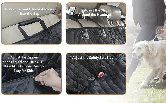 ANOSOSPECIAL Dog Car Seat Cover for Back Seat, Waterproof X Large Rear Seat Protector for Pet Auto SUV Truck (XL, Black) - Image 7