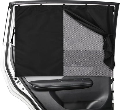 LEIWOOR 1-Pack Magnetic 2 Layers UV Protection Car Window Shades for Baby | Easy install privacy full/half shade black car back side window shades breathable heat block Curtain for truck SUV van sedan by LEIWOOR