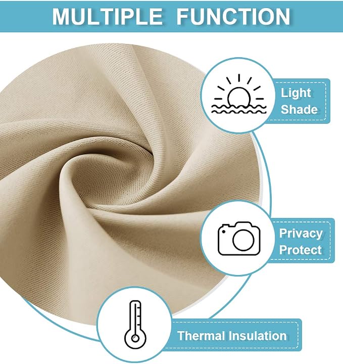 RYB HOME Cafe Curtains 30 inch Length, Short Window Curtain Tiers | Light UV Heat Blocking,Energy Saving,Privacy,For Basement Bathroom Kitchen Window,W29 x L30,Biscotti Beige,2 Panels - Image 6