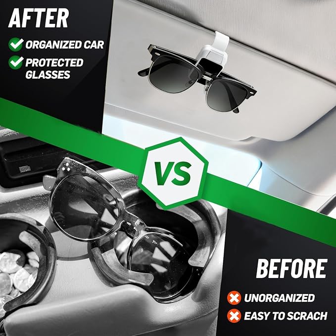 Dsycar 2 Pack Sunglasses Holder for Car, Visor Sunglass Holder Clip, White | One-Handed-Operation Easy Access Storage for Driving,Universal Fits Anti-Scratch Car Sun Visor Accessories - Image 4