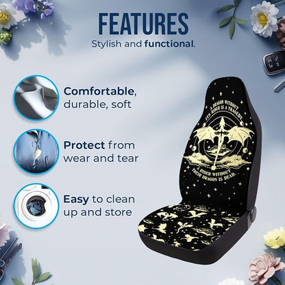 GENANY Storm Dragon Rider Car Seat Covers, 2-Piece Front Seat Set | 2-piece polyester front seat cover set, each 35 x 21 x 21 inches, with adjustable straps and hooks - Image 5