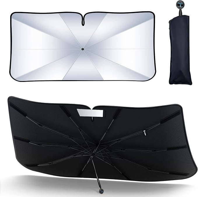 [2026 Upgrade] FLORICH Windshield Sunshade Umbrella Foldable Car Windshield Sun Shade Cover, [Nano-Ice-Crystal Coatings] Protect Interior from from UV Keep Car Cooler Medium(55" L x 32" W) by FLORICH