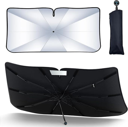 [2026 Upgrade] FLORICH Windshield Sunshade Umbrella Foldable Car Windshield Sun Shade Cover, [Nano-Ice-Crystal Coatings] Protect Interior from from UV Keep Car Cooler Medium(55" L x 32" W) by FLORICH
