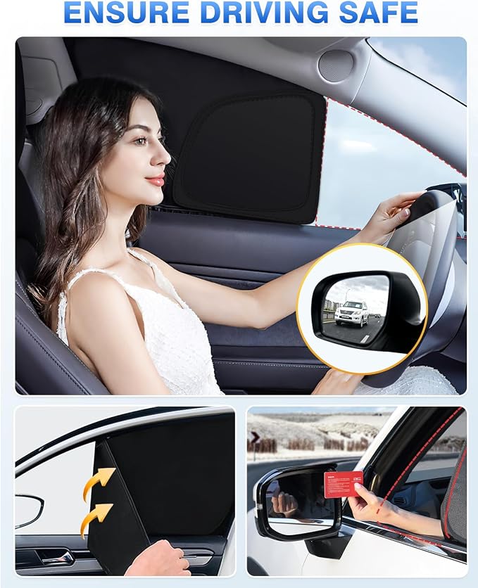 Canvcle Sunshades for Mazda CX-50 2023-2025 2026 CX50 Accessories Windshield Sun Shade Side Rear Window Shade Cover Sun Visor Shield Privacy Protection for Camping Keep Vehicle Cool Black 8PCS - Image 7