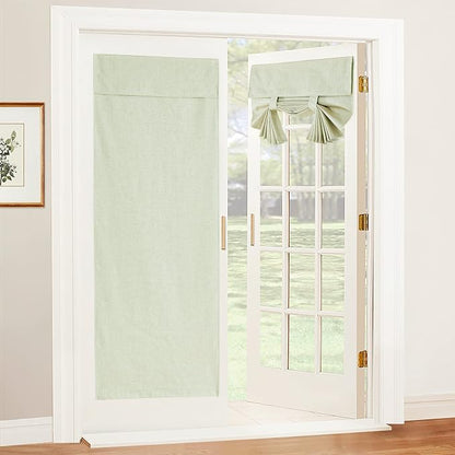 RYB HOME Natural Linen Textured French Door Window Curtains 100% Blackout | Self Adhesive, Thermal Insulated Privacy Energy Saving, Shades for Nursery Office Patio Glass Door, W26 x L69, 1 Panel by RYBHOME