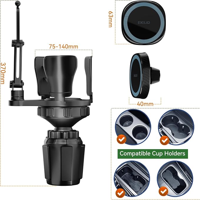 EXELIQ Cup Holder Phone Mount with MagSafe, 2-in-1 Expander | Fits Large Tumblers from Brands Like Stanley, Owala & Yeti, Magnetic Phone Mount Compatible with iPhone & Samsung - Image 6