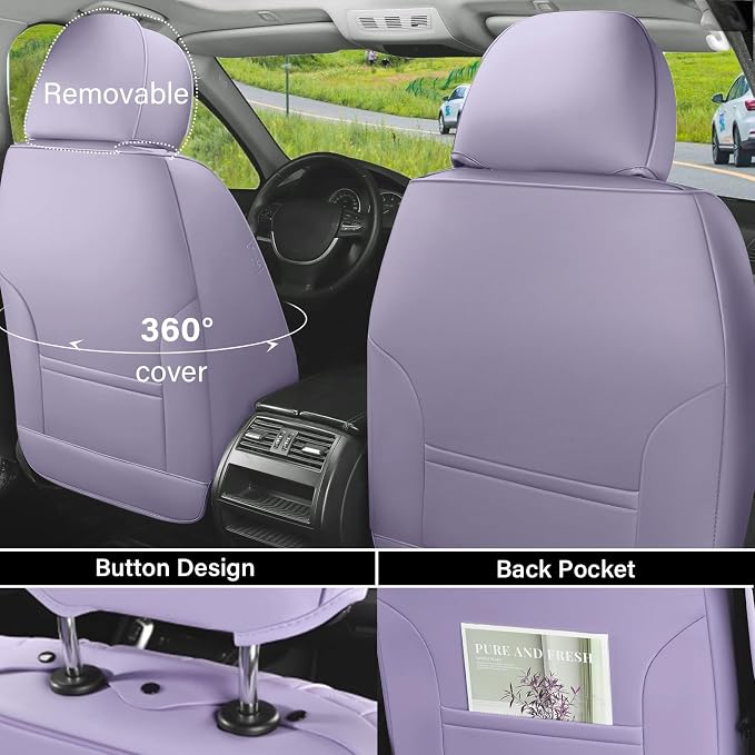Coverado Car Seat Covers, Seat Covers for Cars, Waterproof Leather Auto Seat Protectors, Leather Car Seat Cushion, Car Interiors Accessories Universal Fit for Most Cars - Image 4