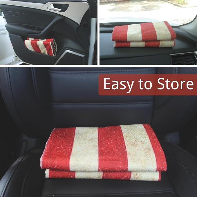 Waterproof Car Seat Cover for Front Seats, Protector for Cars SUVs Trucks, Sweat Towel Seat Covers Bucket for Gym,Workout,Beach,Hiking,Running (American Flag Red, 1PC) - Image 7