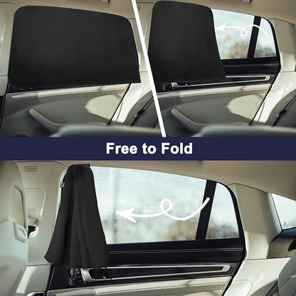 Ovege Magnetic Car Window Shades Suedette Back Seat Privacy Curtains Baby | UV Protection，2pcs sunshades ,100% blackout, steel frame compatible - Image 5