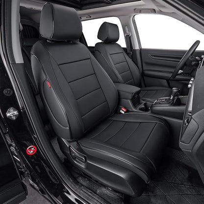 EKR Car Seat Covers for Honda CRV 2023-2026 Leatherette Full Set | Custom Fit for Honda CRV 2023 2024 2025 2026 Easy-Wipe Protection,Faux Leather(Black) by EKR