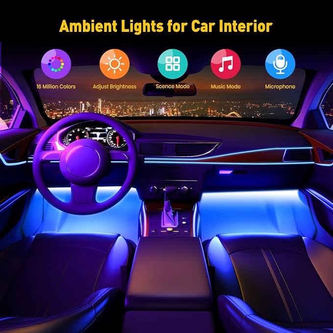 Honalia Interior Car Lights,Car LED Lights with Music Mode and Scene Mode | Footwell Lighting for Car with Smart APP Control,USB Car LED Lights Interior for Truck Jeep SUV Man Woman DC 5V - Image 5