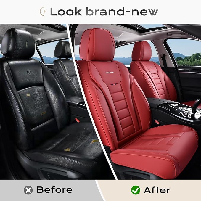 Coverado Car Seat Covers, Front Covers for Cars, Car Seat Cover Front Seats, Automotive Seat Cover, Waterproof, Leather Car Seat Cushion, Universal Interior Covers Seat Protectors for Most Cars - Image 5