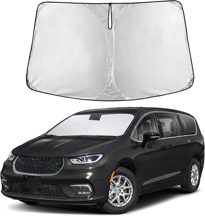 Autovir Windshield Sun Shade Fit for 2017-2024 2025 2026 Chrysler Pacifica | Sunshade, Front Car Window Shades Sun Visor, Blocks UV Rays & Heat, Car Accessories by Autovir