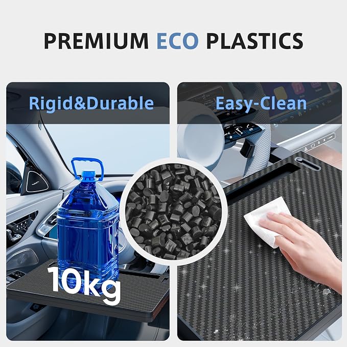 Steering Wheel Tray, Car Food Tray, Car Desk for Laptop, Carbon Fiber Look Multipurpose Car Table for Eating & Work, Adjustable Car Tray with Drawer and Anti-Slip Protective Adhesive - Image 5
