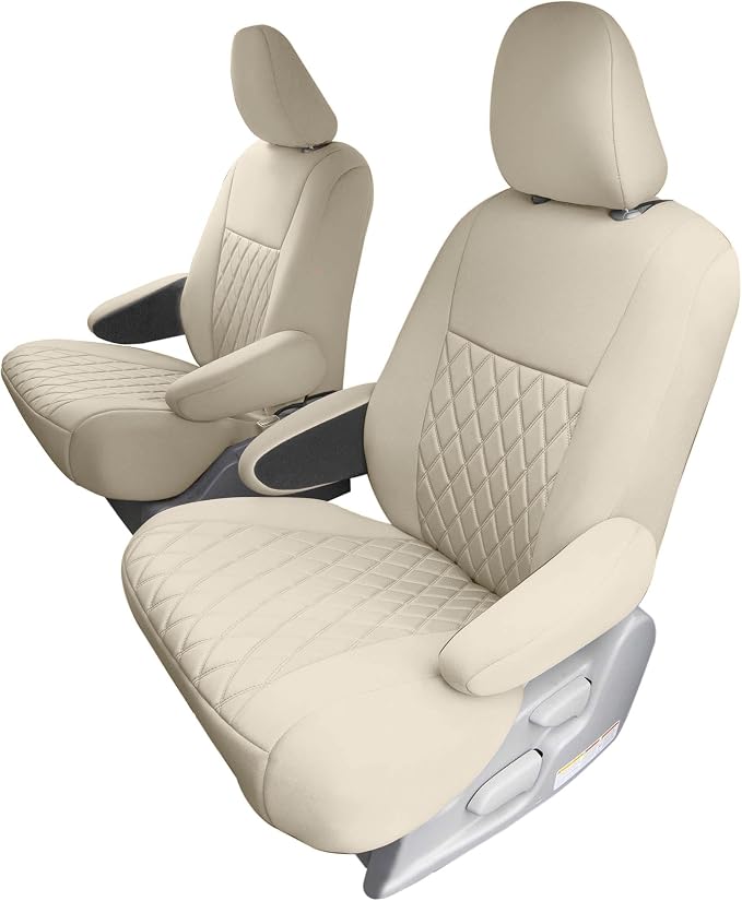 FH Group Custom Fit Car Seat Covers Specifically Made for 2011-2020 Toyota Sienna 7 Seater with Ultraflex Neoprene Water Resistant Automotive Seat Covers - 2nd Row Solid Beige by FHGroup