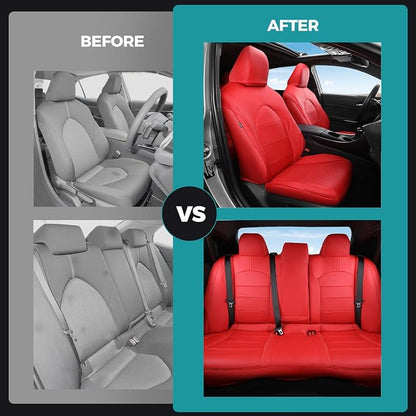 Custom Seat Covers for Toyota Camry 2018-2024, Red | Only Fit for Camry LE/SE/SE Nightshade 2018-2024, Not for Hybrid, Full Coverage, Faux Leather, Scratch-resistant, Easy-clean - Image 7
