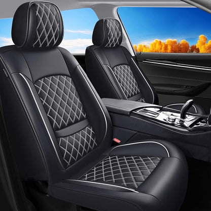 Fit for Tacoma Seat Covers Compatible with Toyota Tacoma 3rd gen 2016-2023 - Waterproof Breathable Leather Automotive Seat Cushions Protector,Airbag Compatible,Full Set 5 Seats(Whiteline) by Unknown