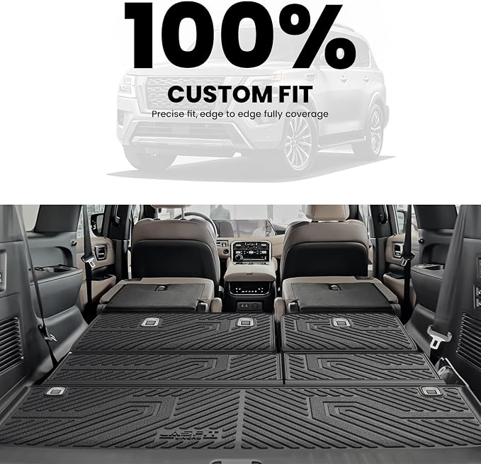 LASFIT Cargo Mats for Nissan Armada 2026 2025 / Infiniti QX80 2025-2026 | All Weather TPE Custom Fit Cargo Trunk Mat & Backrest Mats Accessories, Black - Image 3