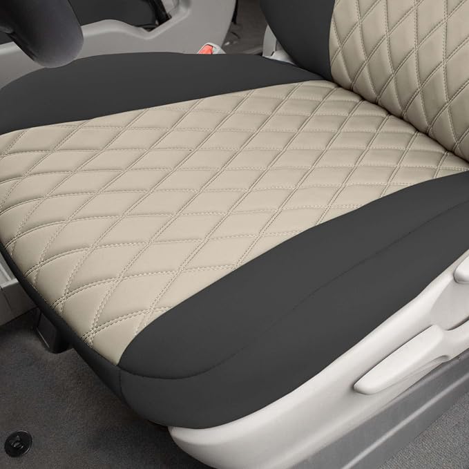 FH Group Custom Fit Car Seat Covers Specifically Made for 2011-2020 Toyota Sienna 7-8 Seater with Ultraflex Neoprene Water Resistant Automotive Seat Covers - Front Set Beige - Image 7