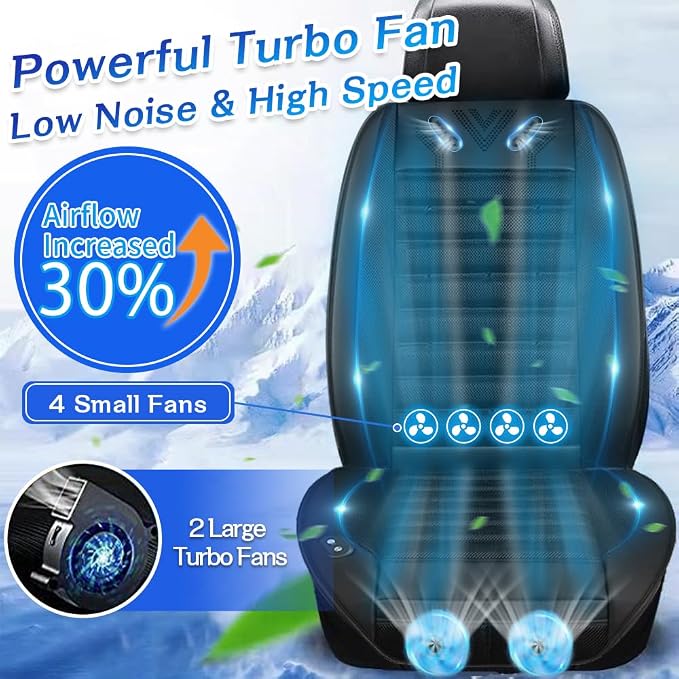 Cooling Car Seat Cover Front Seat,Ventilated Car Seat Cooling Pad with 30-Air-Outlets,Cooling Car Seat Cushion with 3-Speed Modes,Seat Coolers Universal Fit for 12V Car SUV (Black) - Image 4
