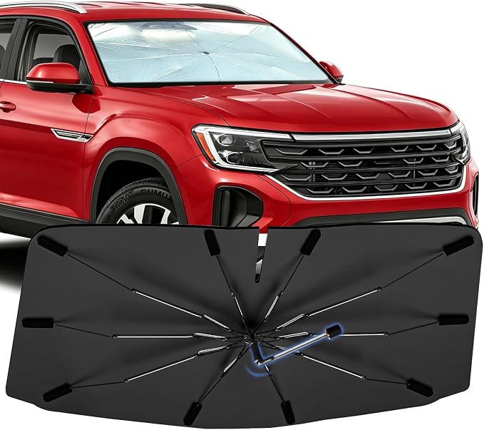 Windshield Sun Shade Umbrella for Volkswagen Atlas Cross Sport 2020–2026 | Double Layer Sunshade for Front Windshield for Atlas Cross Sport,Aotmotive UV Protection Sun Blocker & Heat Shield by Bocvam